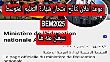 وزارة التربية الوطنية.. رابط نتائج شهادة التعليم المتوسط البيام 2025 عبر bem.onec.dz