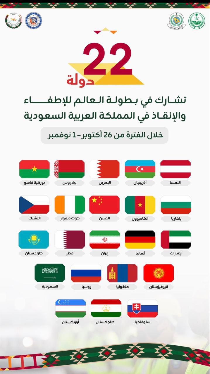 الرياض تستضيف بطولة العالم للإطفاء والإنقاذ بمشاركة 22 دولة