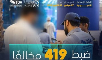 هيئة النقل تضبط 419 مخالفة لنقل الركاب بدون ترخيص في أسبوع واحد