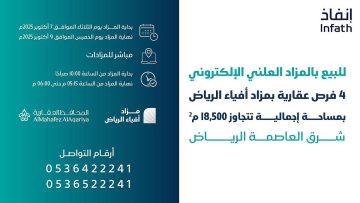فرص استثمارية مثيرة: مزاد أفياء الرياض يطرح 4 عقارات مميزة